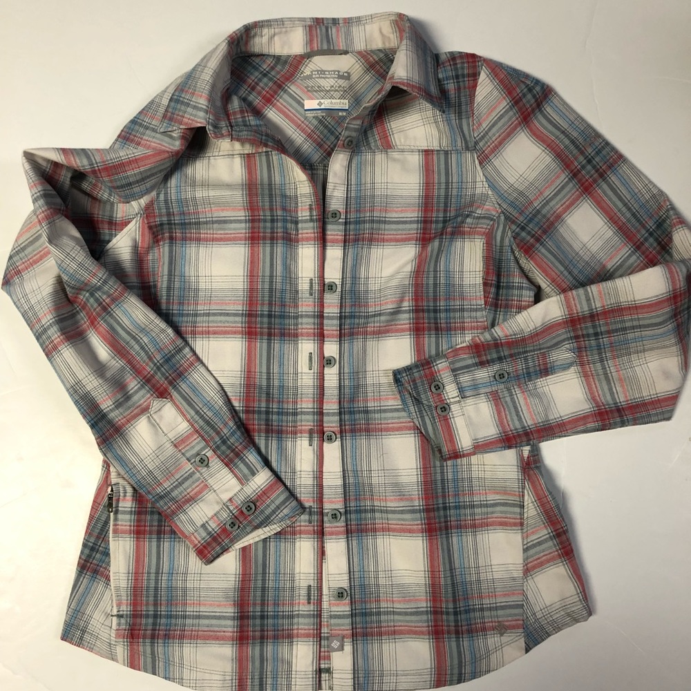 Columbia Plaid Long Sleeve Button Up Sun Protect